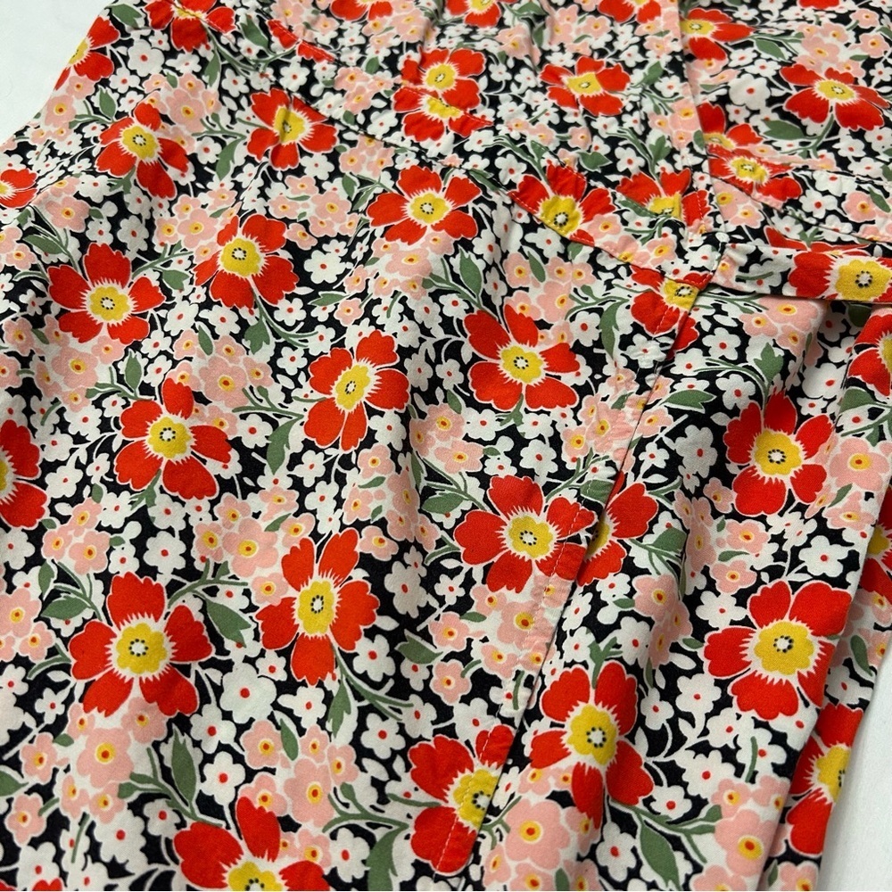 J. Crew Orange/White Floral Wrap Dress - Picture 5 of 5
